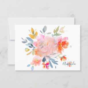 PixDezines RSVP Watercolor Flowers Bat Mitzvah ✡ Card