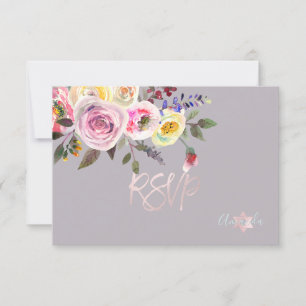 PixDezines RSVP Watercolor Roses Bat Mitzvah ✡ Card