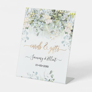 PixDezines Rustic Blue Gum Eucalyptus Cards+Gifts Pedestal Sign