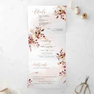 PixDezines Rustic Fall  Eucalyptus Tri-Fold Invitation