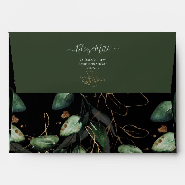 PixDezines Rustic Watercolor Greenery Eucalyptus E Envelope (Back (Top Flap))