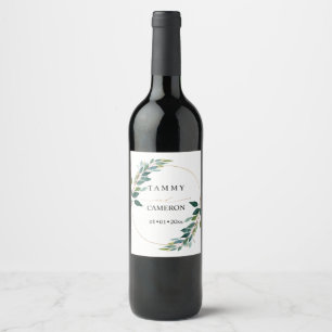 PixDezines Rustic Watercolor Greenery Eucalyptus   Wine Label