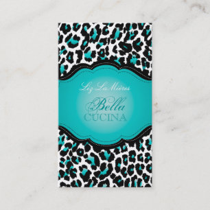 PixDezines Sassy cheetah print/teal+black Business Card
