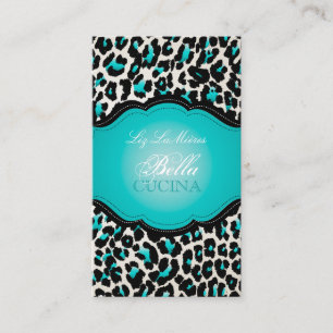 PixDezines Sassy cheetah print/teal/diy background Business Card