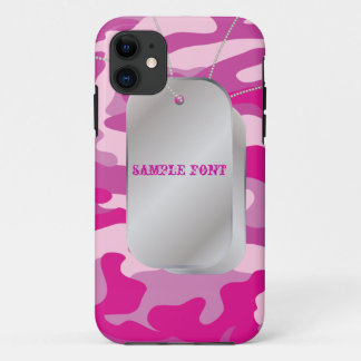 PixDezines Sassy Pink Camo+Dog+Tags Case-Mate iPhone Case