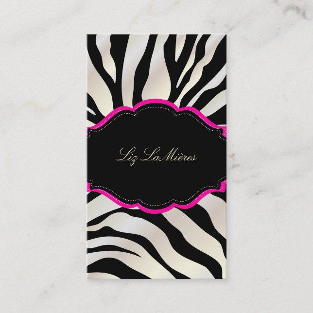 PixDezines Sassy zebra pattern/DIY colour/black Business Card (Front)