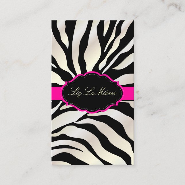 PixDezines Sassy zebra pattern/DIY colour/black Business Card (Front)
