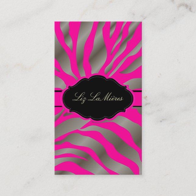 PixDezines Sassy zebra pattern/DIY colour/hot pink Business Card (Front)