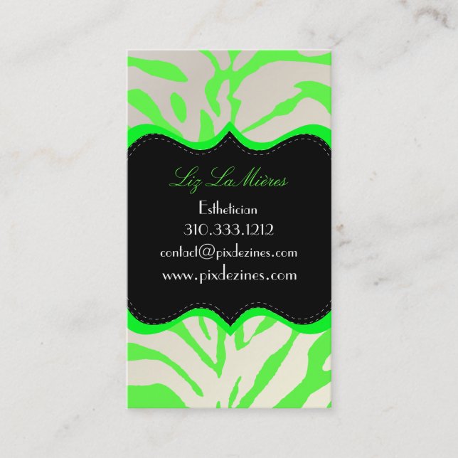 PixDezines Sassy zebra print Business Card (Front)