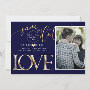 PixDezines Save Date/Botanica Love/Faux Gold The Date
