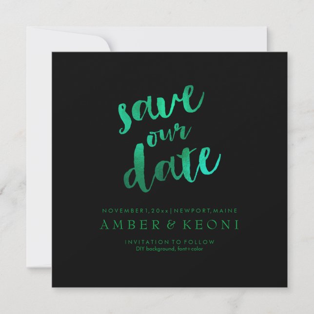 PixDezines Save Date/Emerald Green/DIY Background Save The Date (Front)