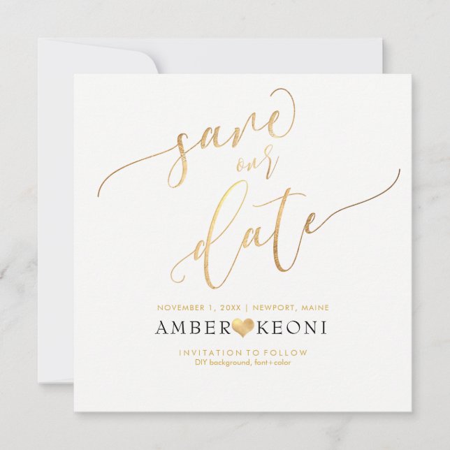 PixDezines Save Date/Faux Gold/DIY Background The Date (Front)