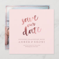 PixDezines Save Date/Faux Rose Gold/Pink Marble