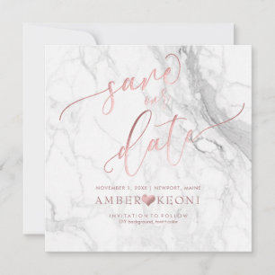 PixDezines Save Date/Faux Rose Gold/White Marble The Date