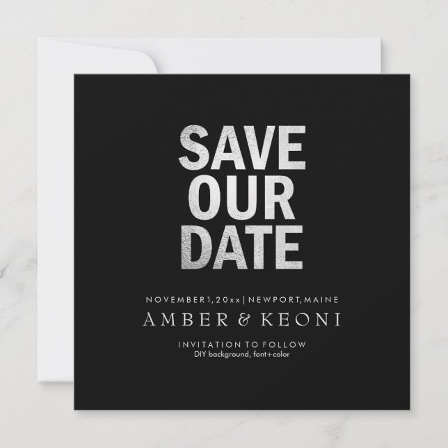 PixDezines Save Date/Faux Silver/DIY Background The Date (Front)