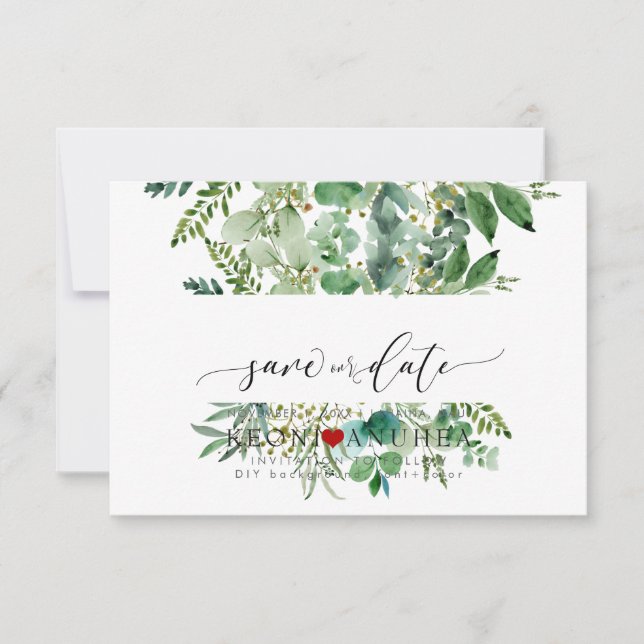 PixDezines Save Date/Greenery,  Elder+Fern Save Th The Date (Front)