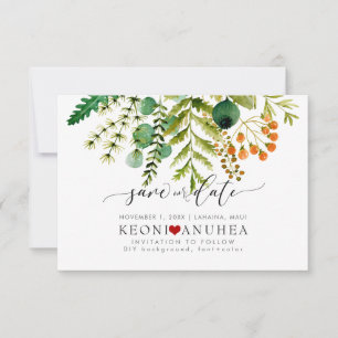 PixDezines Save Date/Greenery,  Elder+Fern Save The Date