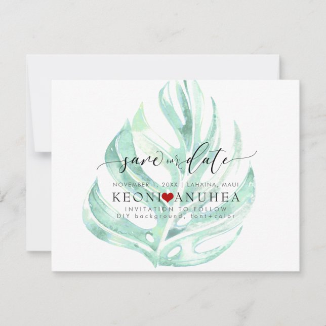 PixDezines Save Date/Greenery, Monstera The Date (Front)