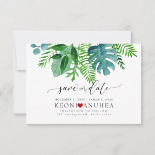 PixDezines Save Date/Greenery, Tropical Foliage The Date
