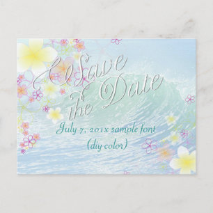 PixDezines/save date/hula dream/waves Announcement Postcard