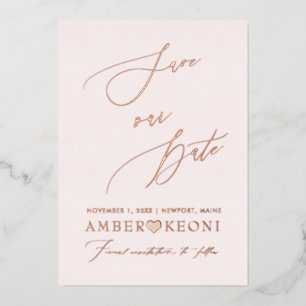 PixDezines Save Date Luxe Calligraphy Rose Gold