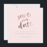 PixDezines Save Date/Rose Gold/DIY Background Save The Date<br><div class="desc">PixDezines stylish brush script save the date in rose gold / pink gold (faux foil) with DIY pink background colour.  PixDezines dynamic designs allow you to edit any element on this invitation template.  Copyright © 2016 PixDezines.com™ and PixDezines™ on zazzle.com.  All rights reserved.</div>