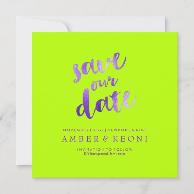 PixDezines Save Date/Violet Purple/DIY Background The Date (Front)