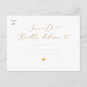 PixDezines Save our Date, Faux Gold Calligraphy Postcard