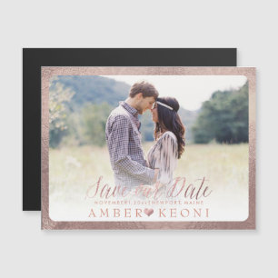 PixDezines Save Our Date/Faux Rose Gold Magnetic Invitation