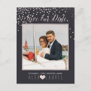 PixDezines Save th Date/Blush Pink Confetti Announcement Postcard