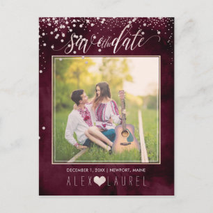 PixDezines Save th Date/Blush Pink Confetti Announcement Postcard