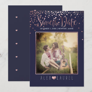 PixDezines Save th Date/Faux Rose Gold Confetti Invitation