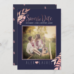 PixDezines Save th Date/Faux Rose Gold Foliage Invitation