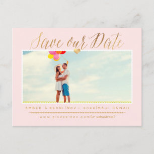 PixDezines Save the Date/Faux Gold Modern Script Announcement Postcard