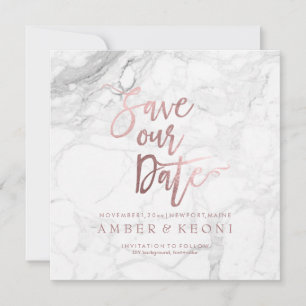 PixDezines Save the Date Faux Rose Gold+Marble