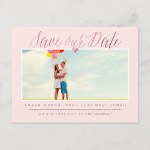 PixDezines Save the Date/Faux Rose Gold Script Announcement Postcard