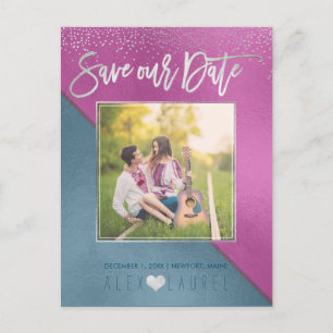 PixDezines Save the Date/Modern DIY Colours Announcement Postcard