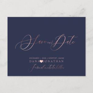 PixDezines Save the Date/Rose Gold Script Postcard