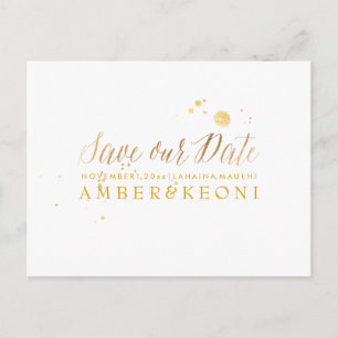 PixDezines Save the Date/Stylish Faux Gold Script Announcement Postcard
