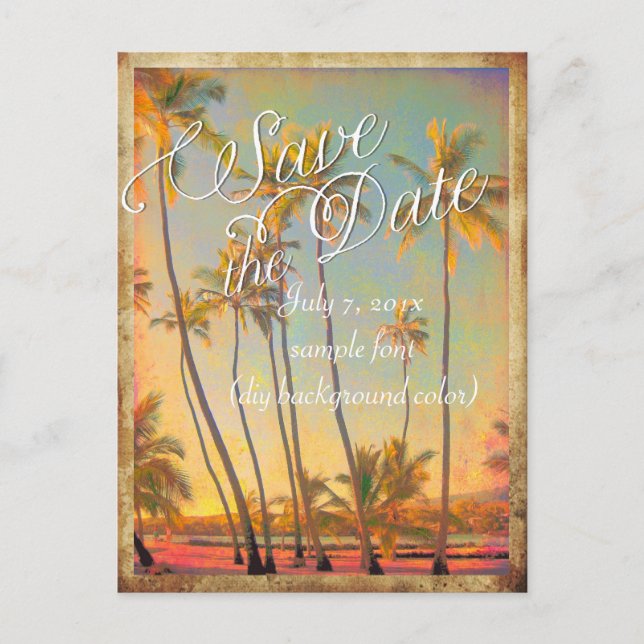 PixDezines/save the date/vintage hawaii Announcement Postcard (Front)