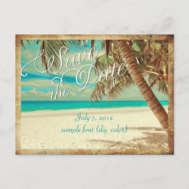 PixDezines/save the date/vintage hawaii Announcement Postcard (Front)