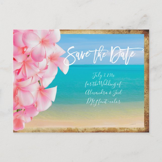PixDezines/save the date/vintage hawaii Announcement Postcard (Front)