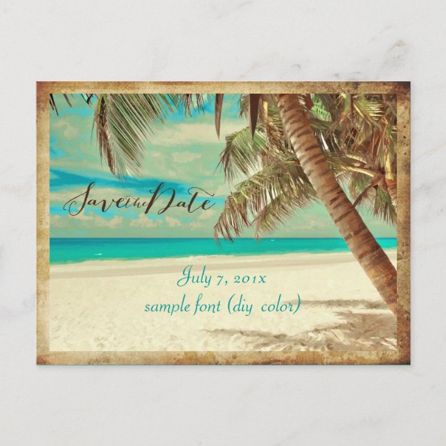 PixDezines SAVE THE DATE/VINTAGE HAWAII Announcement Postcard (Front)