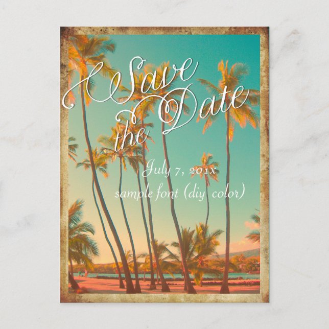 PixDezines/save the date/vintage hawaii Announcement Postcard (Front)