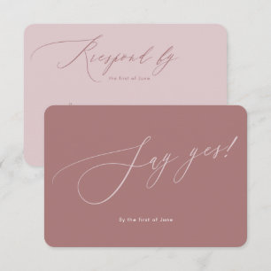 PixDezines Say Yes minimalist Luxe Calligraphy RSVP Card