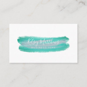 PixDezines Seafoam Green Watercolor Brushes Business Card