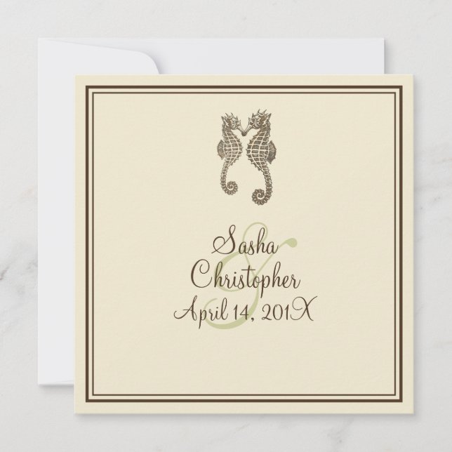 PixDezines seahorse/brown/blue/DIY background Invitation (Front)