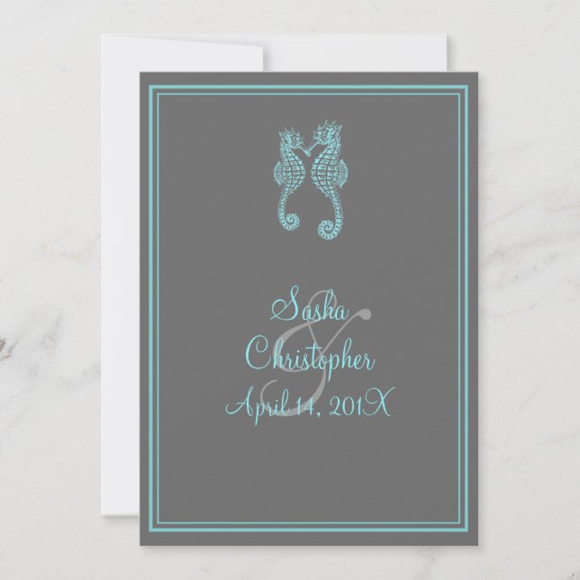 PixDezines seahorse/DIY background colour Invitation (Front)