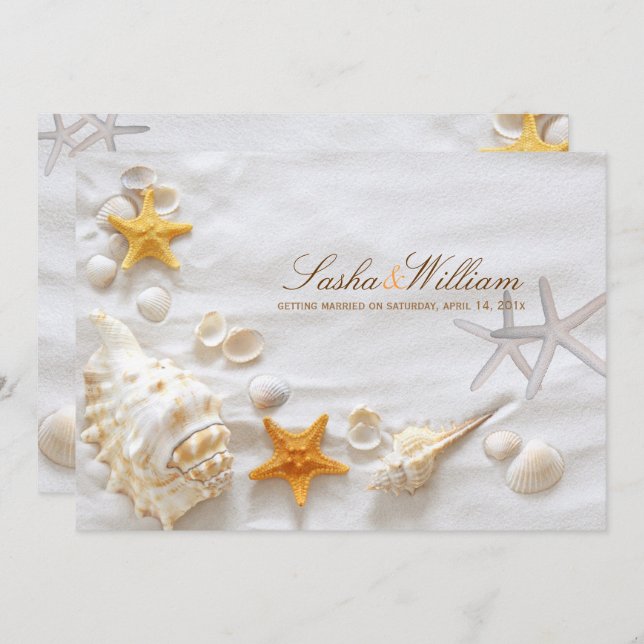 PixDezines SEASHELL/BEACH WEDDING INVITATIONS (Front/Back)