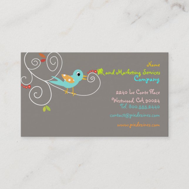 PixDezines SEO/blue bird/DIY background colour Business Card (Front)